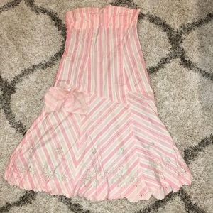 Anthropologie  RUTH Strapless Pink & White Dress 8